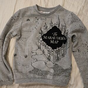 Harry POTTER Kids Gray Marauder's Map Crewneck Sweater